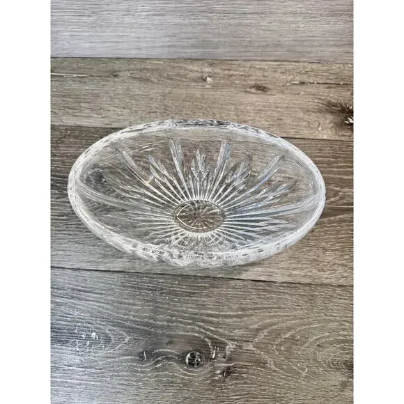 Waterford Carina Pattern Oval Vase Heavy Crystal Glass Bowl L7.75xH5.75xW4.5”